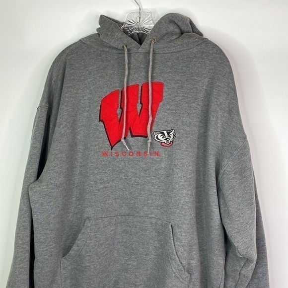 Jansport Gray Hooded UW Wisconsin Badgers Sweatshirt Size XL - Picture 2 of 9